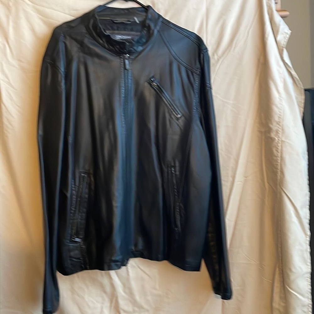 Kenneth Cole Men’s Faux Leather Jacket - Large.